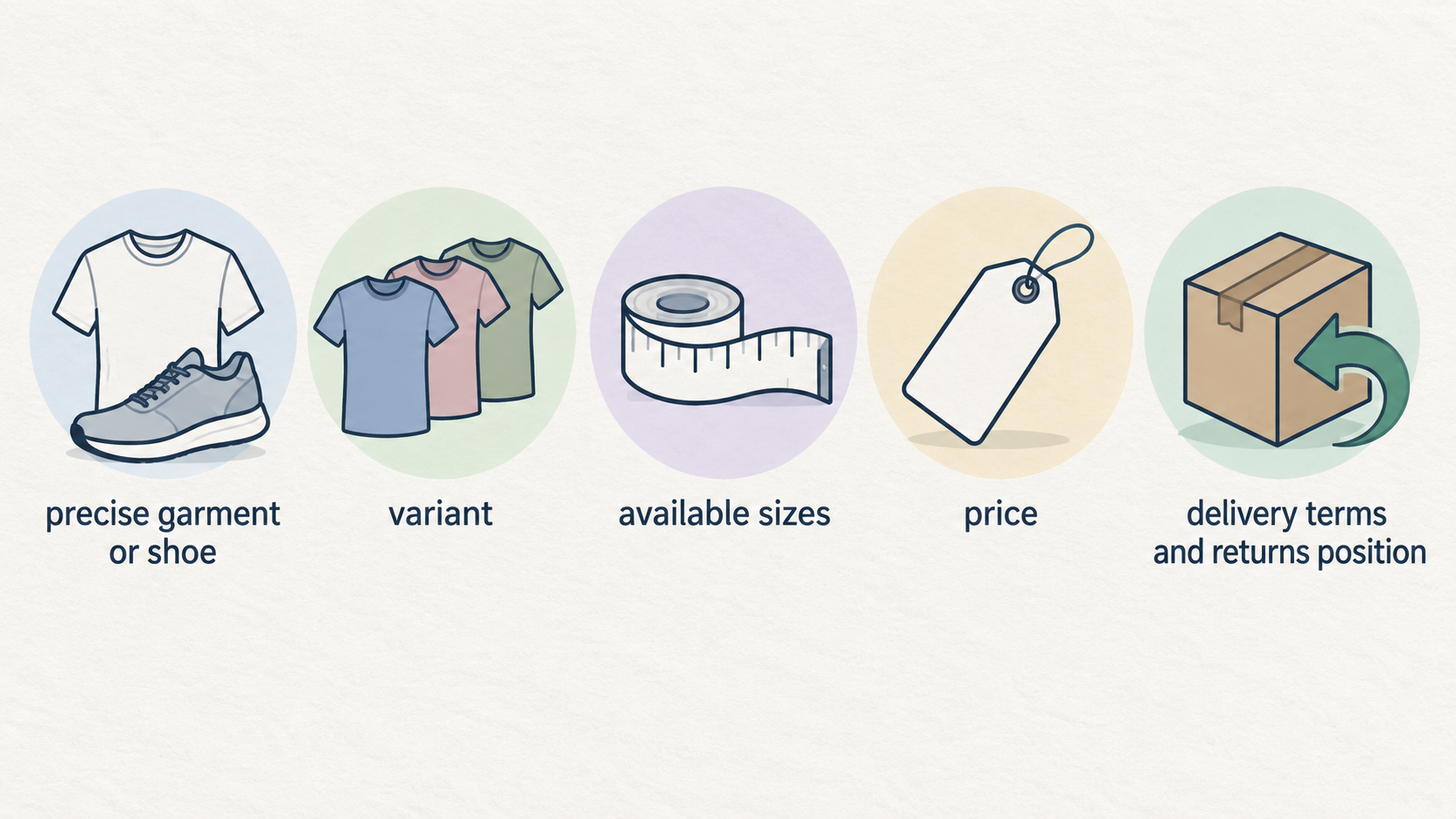 Show a numbered checklist of the section’s five stated questions: exact product, size and variant; final price after delivery and stated extras; returns terms before checkout; retailer identity and contact information; and time to check the promotion.