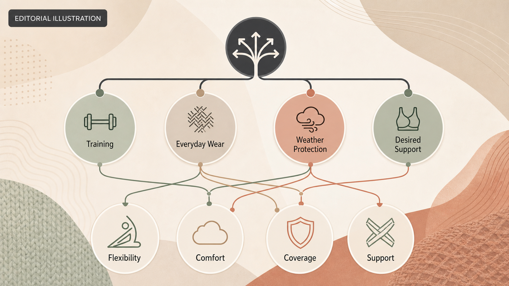 Make the buying guidance scannable by linking intended use to supported apparel features